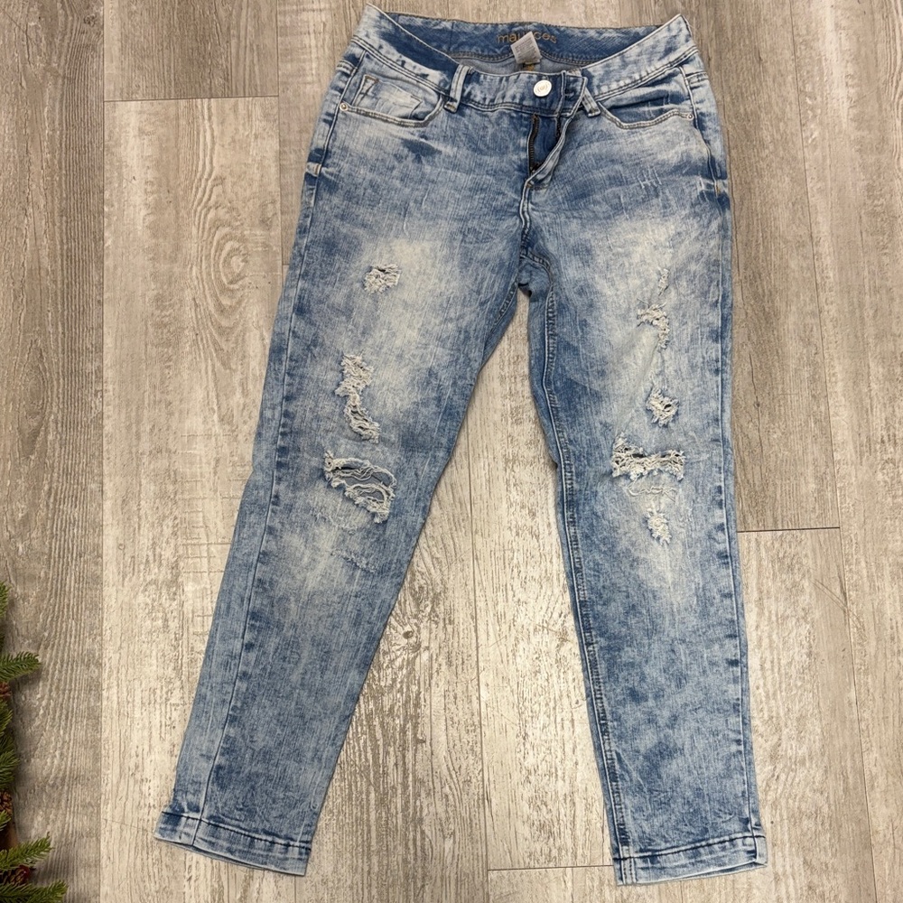 Maurices Light Blue Distressed Ankle Jeans